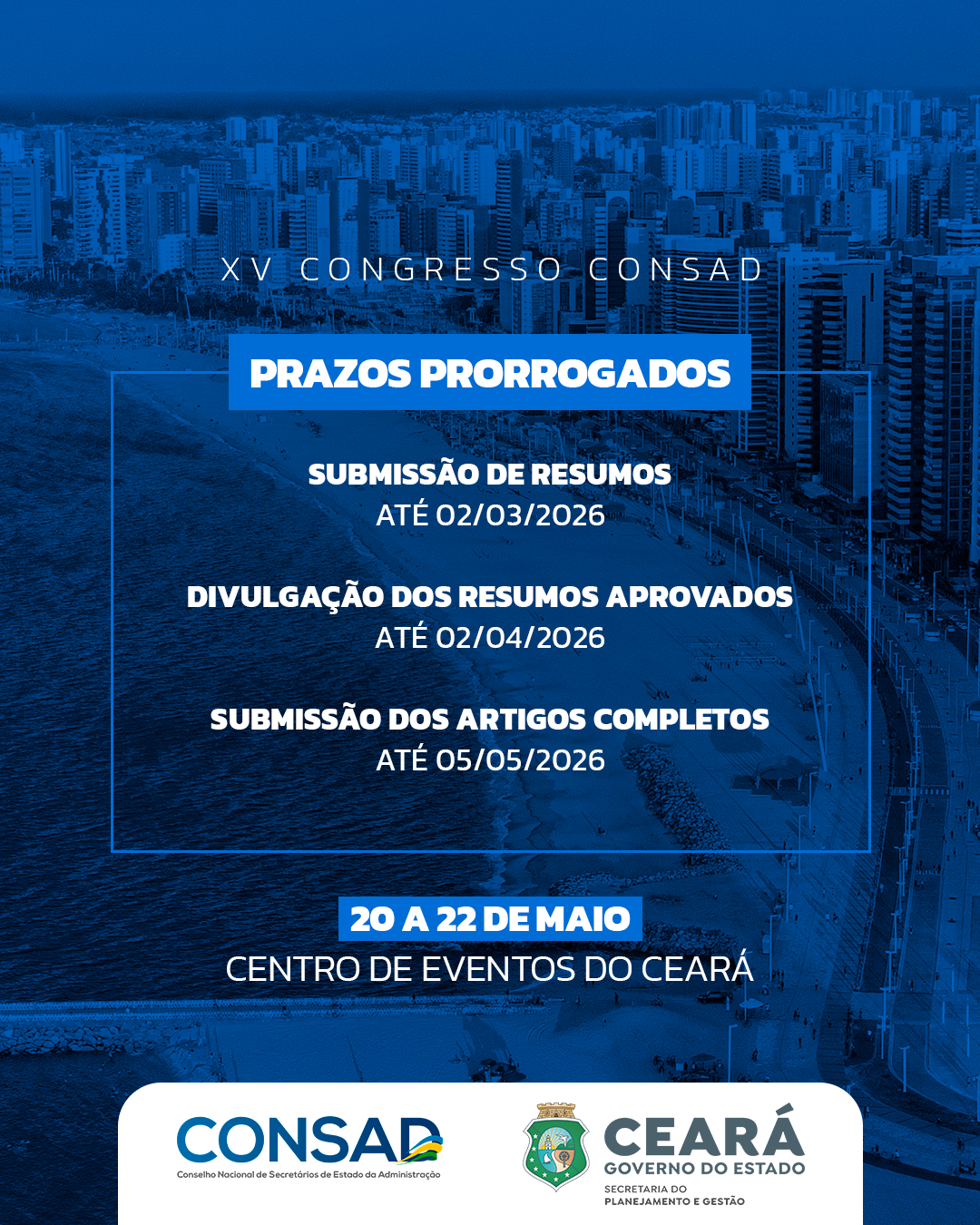 Congresso do Consad 2026 prorroga prazos para a submissão de trabalhos